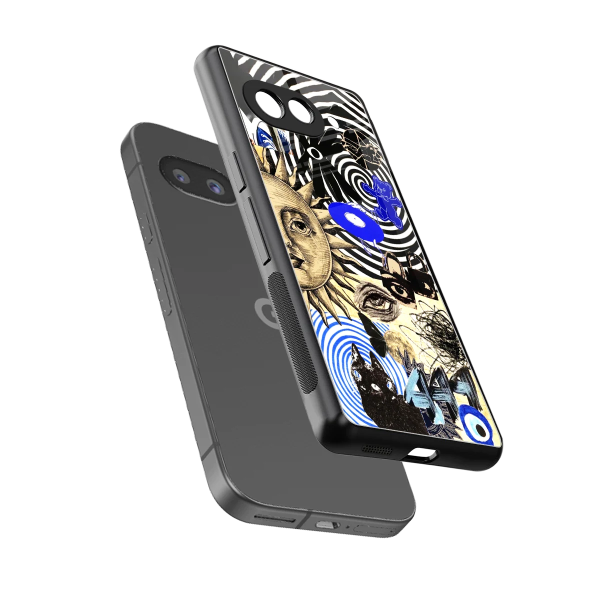Psychedelic Vibes sleek google pixel 10a cover with tempered glass back and TPU edges