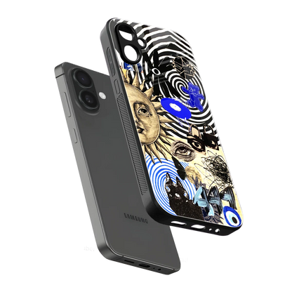 Psychedelic Vibes sleek samsung galaxy a06 5g cover with tempered glass back and TPU edges