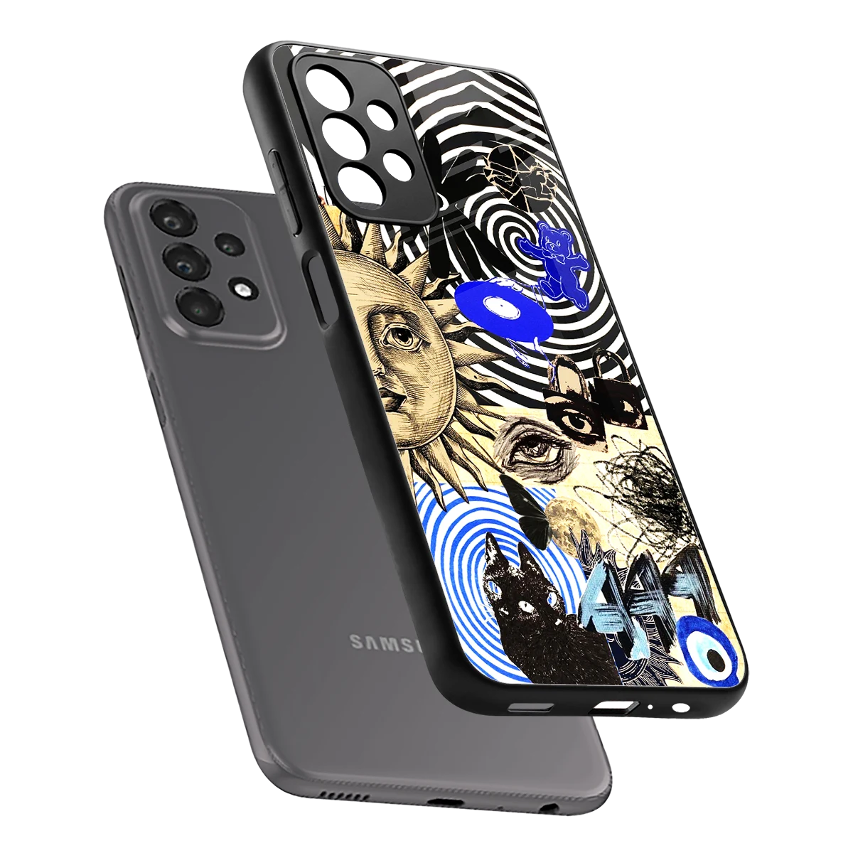 Psychedelic Vibes sleek samsung galaxy a23 cover with tempered glass back and TPU edges