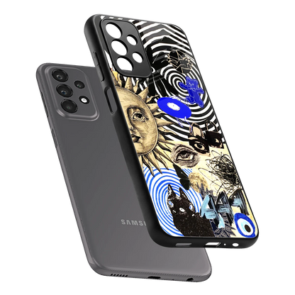 Psychedelic Vibes sleek samsung galaxy a23 cover with tempered glass back and TPU edges
