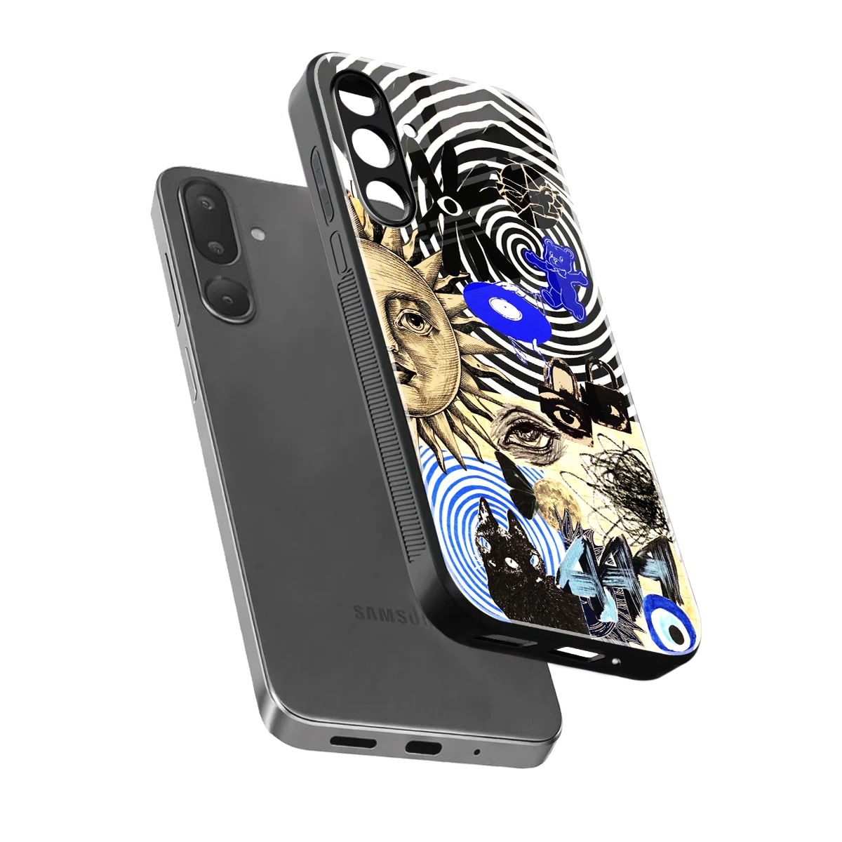 Psychedelic Vibes sleek samsung galaxy m16 5g cover with tempered glass back and TPU edges