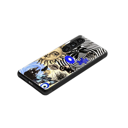 Psychedelic Vibes stylish phone case for samsung galaxy s25 | glossy glass and slim fit