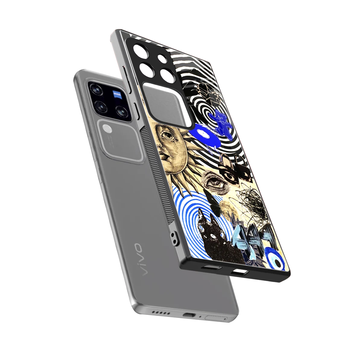 Psychedelic Vibes sleekvivo v30 pro cover with tempered glass back and TPU edges