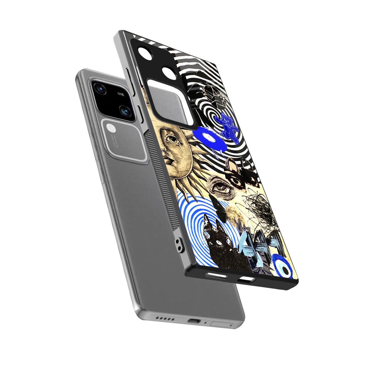 Psychedelic Vibes sleek vivo v30 cover with tempered glass back and TPU edges