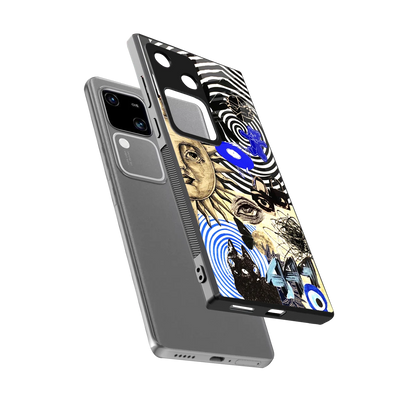 Psychedelic Vibes sleek vivo v30 cover with tempered glass back and TPU edges