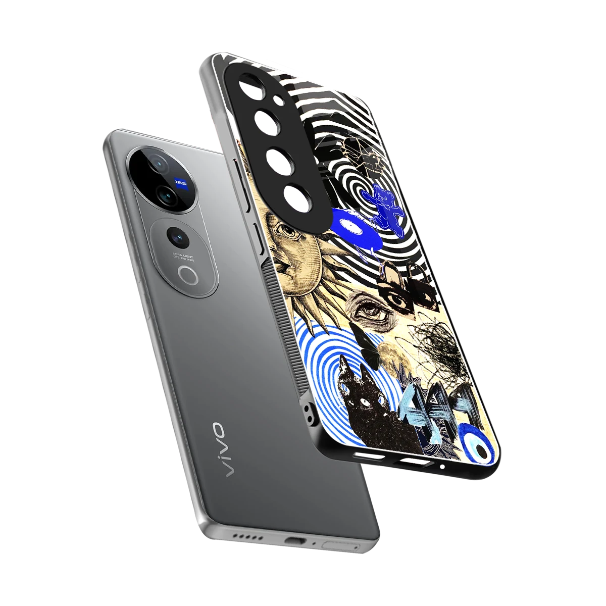 Psychedelic Vibes sleek vivo v40 pro cover with tempered glass back and TPU edges