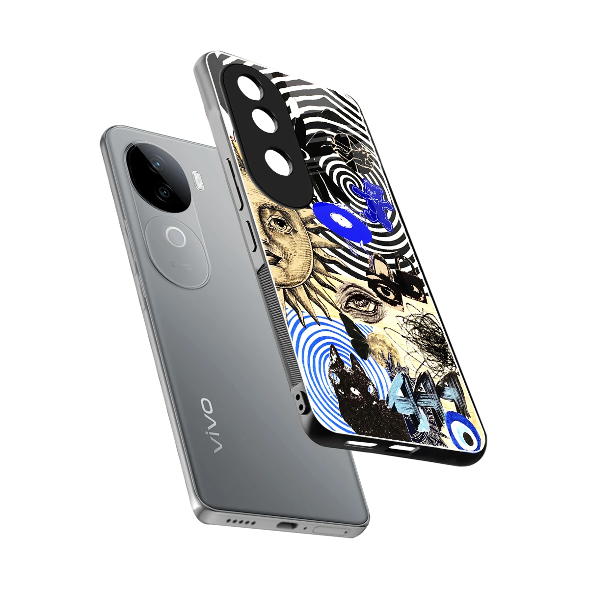 Psychedelic Vibes sleek vivo v40e cover with tempered glass back and TPU edges