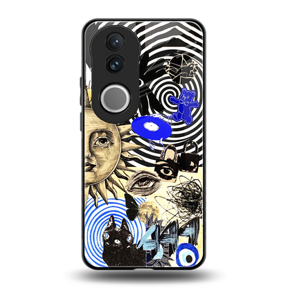 Psychedelic Vibes back phone cover | glass case for vivo v50