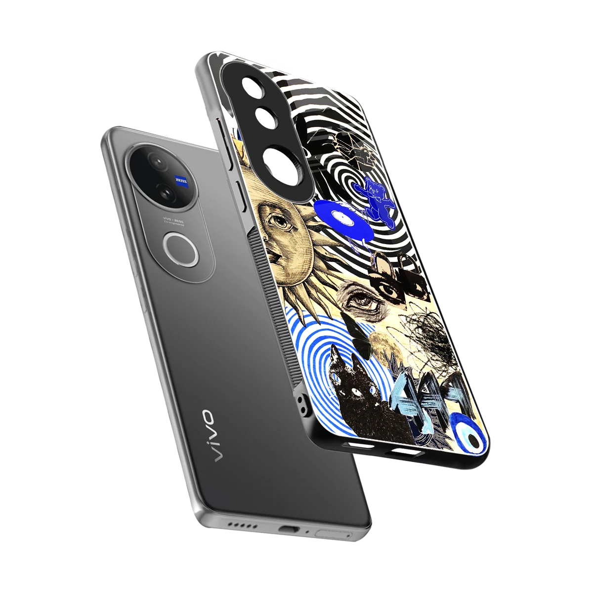 Psychedelic Vibes sleek vivo v50 cover with tempered glass back and TPU edges