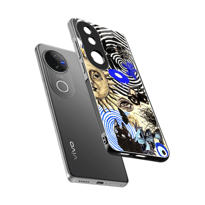 Psychedelic Vibes sleek vivo v50 cover with tempered glass back and TPU edges