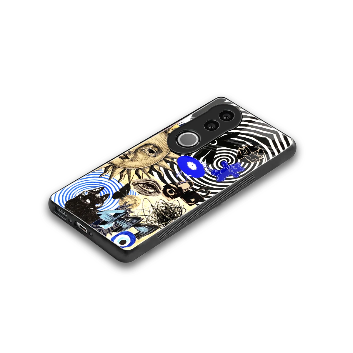 Psychedelic Vibes stylish phone case for vivo v50 | glossy glass and slim fit
