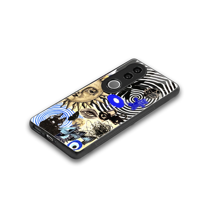 Psychedelic Vibes stylish phone case for vivo v50 | glossy glass and slim fit