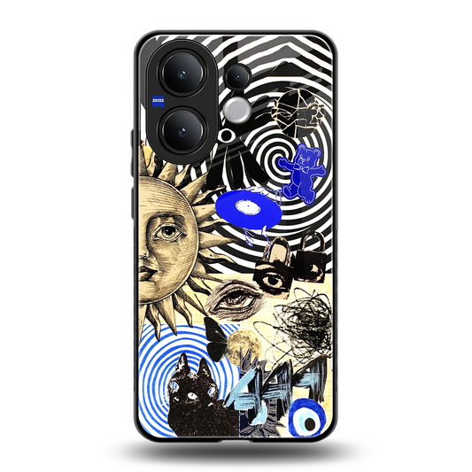 Psychedelic Vibes back phone cover | glass case for vivo v60