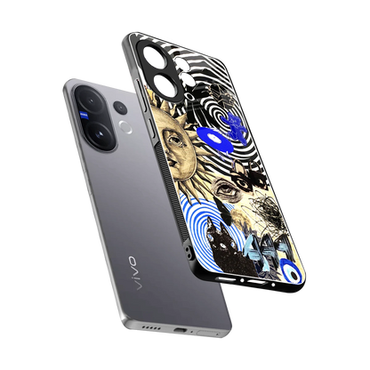 Psychedelic Vibes sleek vivo v60 cover with tempered glass back and TPU edges