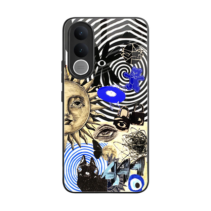 Psychedelic Vibes back phone cover | glass case for vivo v70 fe