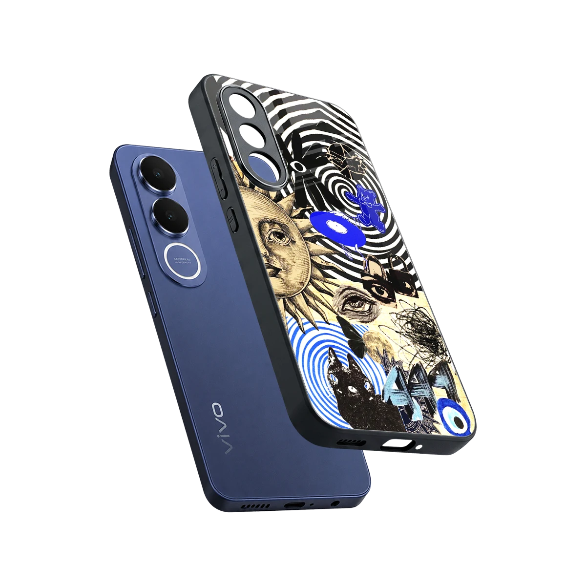 Psychedelic Vibes sleek vivo v70 fe cover with tempered glass back and TPU edges