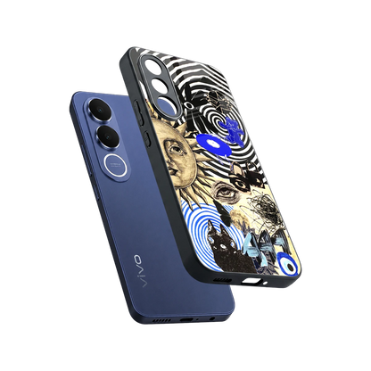 Psychedelic Vibes sleek vivo v70 fe cover with tempered glass back and TPU edges