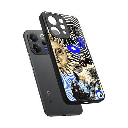 Psychedelic Vibes sleek vivo v70 cover with tempered glass back and TPU edges