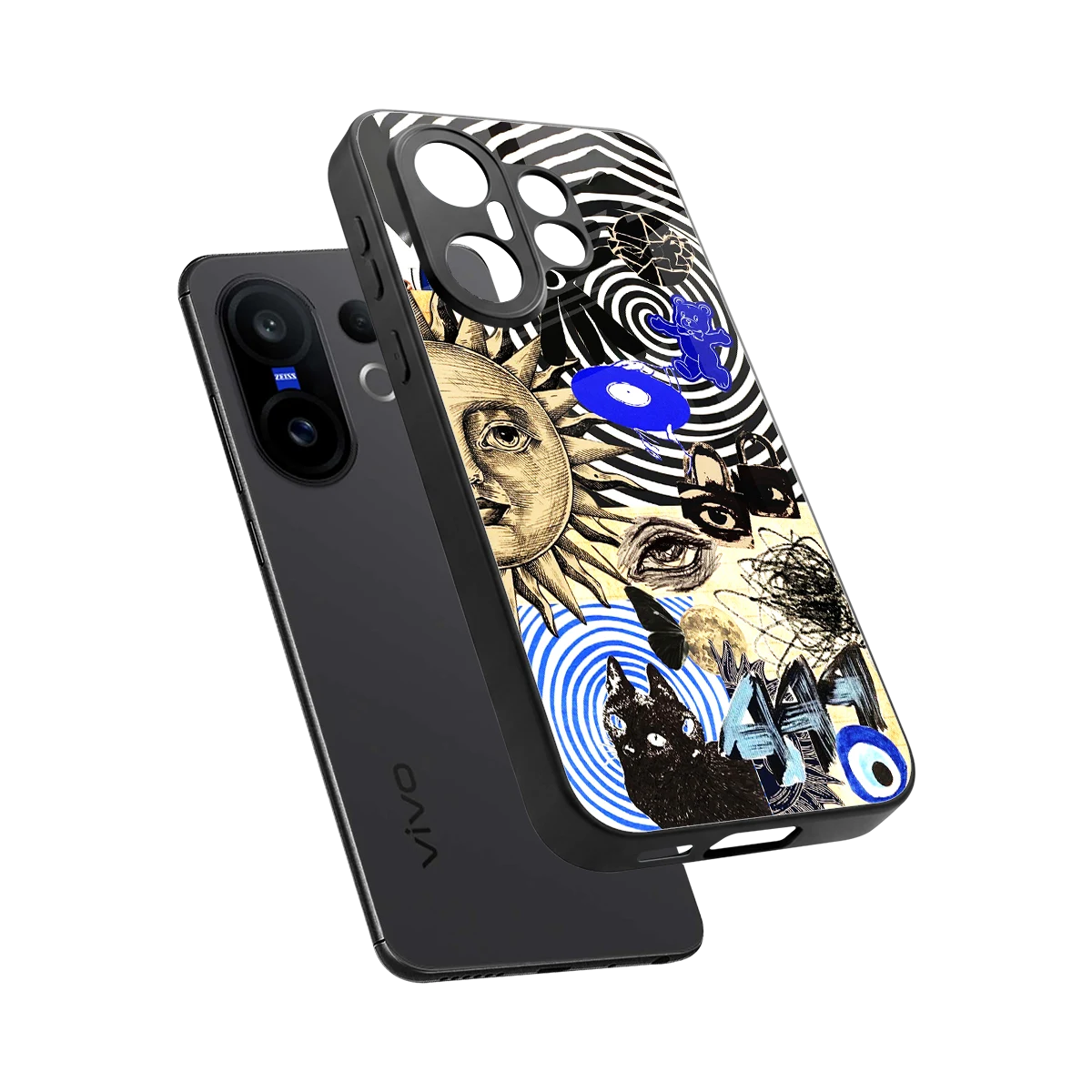 Psychedelic Vibes sleek vivo x200 fe cover with tempered glass back and TPU edges