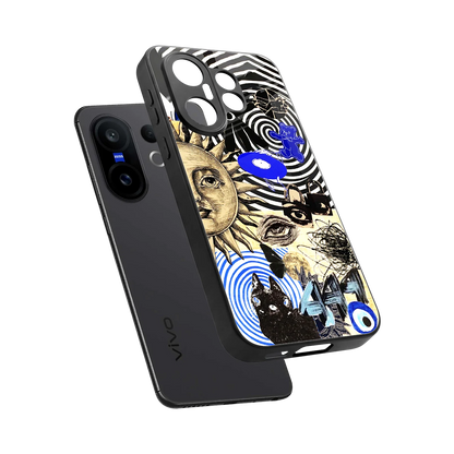 Psychedelic Vibes sleek vivo x200 fe cover with tempered glass back and TPU edges