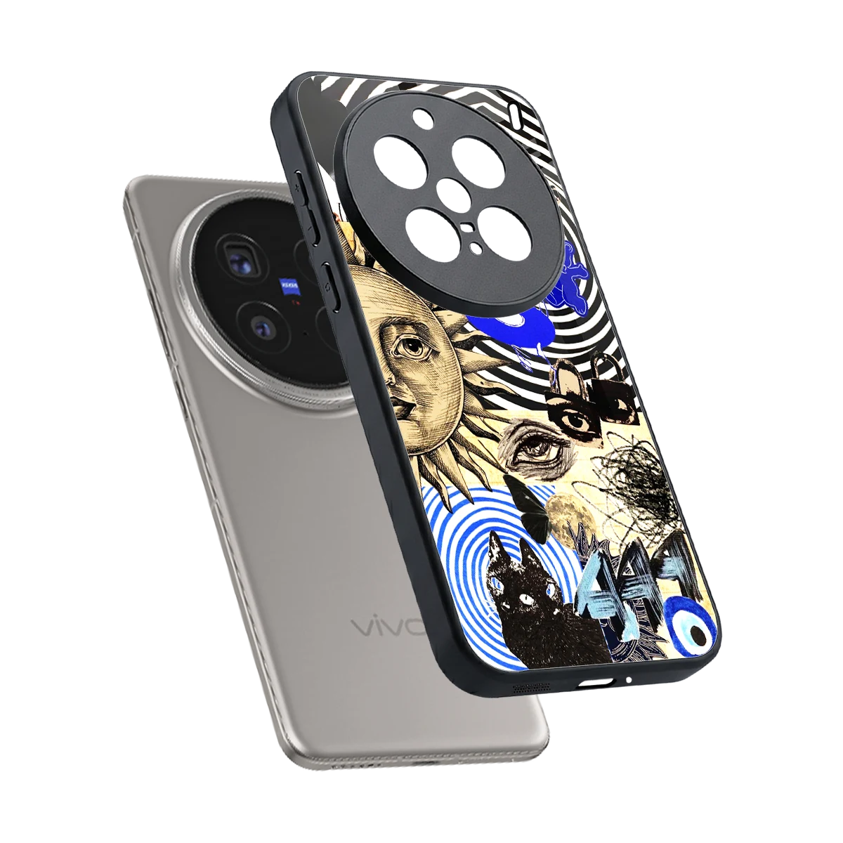 Psychedelic Vibes sleek vivo x200 pro cover with tempered glass back and TPU edges