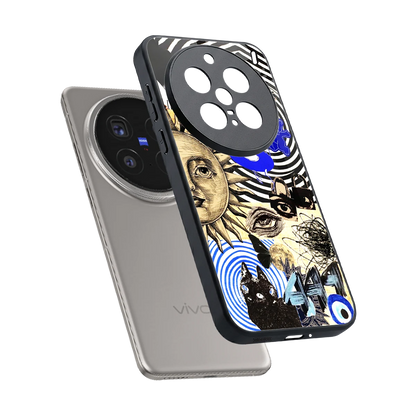 Psychedelic Vibes sleek vivo x200 pro cover with tempered glass back and TPU edges