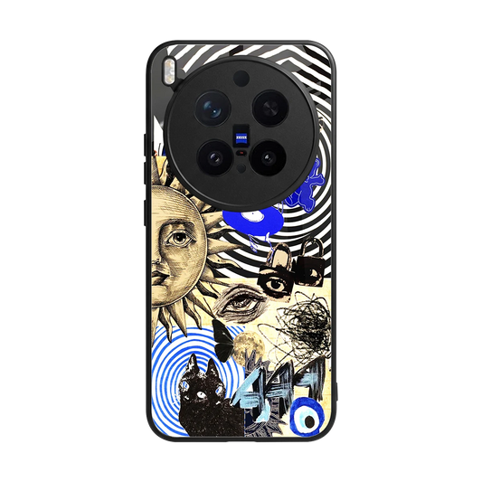 Psychedelic Vibes back phone cover | glass case for vivo x300 pro