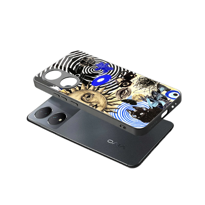 Psychedelic Vibes sleek Vivo-y100 cover with tempered glass back and TPU edges