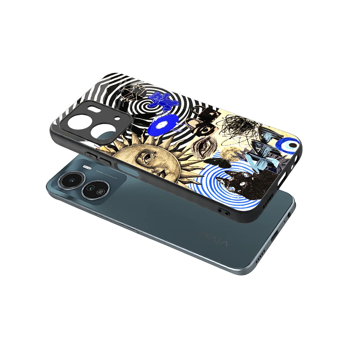 Psychedelic Vibes sleek vivo y16 cover with tempered glass back and TPU edges