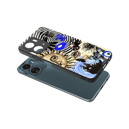 Psychedelic Vibes sleek vivo y16 cover with tempered glass back and TPU edges