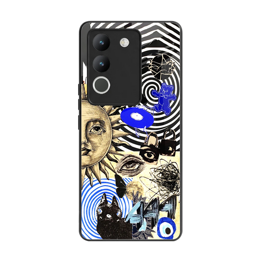Psychedelic Vibes back phone cover | glass case for vivo y200 5g