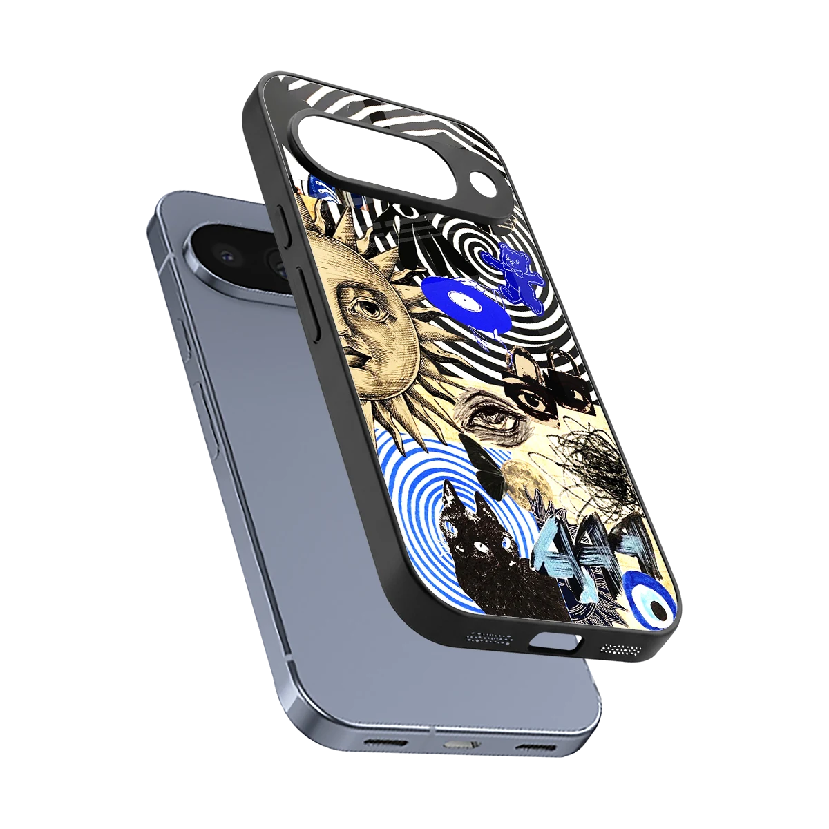 Psychedelic Vibes sleek google pixel 10 cover with tempered glass back and TPU edges