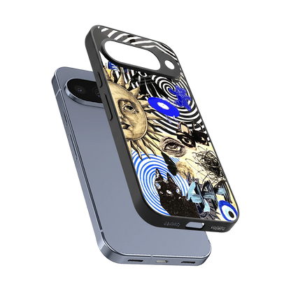 Psychedelic Vibes sleek google pixel 10 cover with tempered glass back and TPU edges