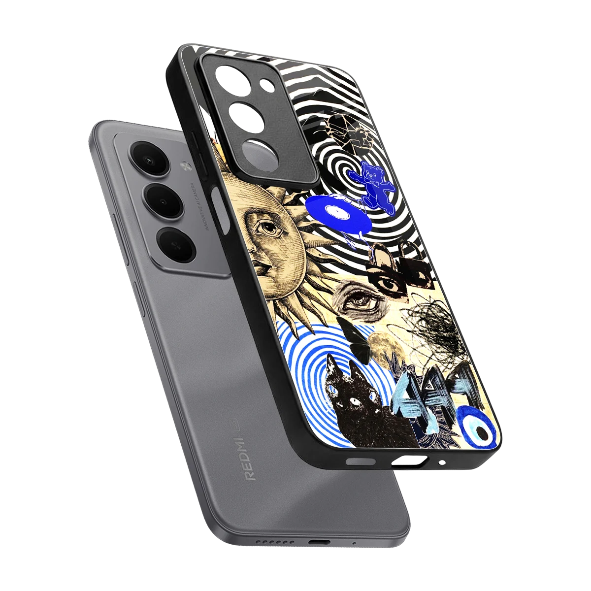 Psychedelic Vibes sleek redmi 15 5g cover with tempered glass back and TPU edges