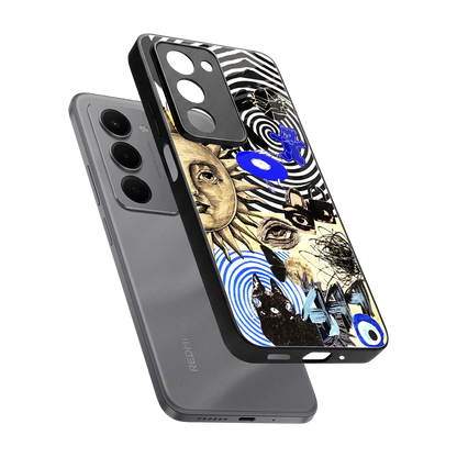 Psychedelic Vibes sleek redmi 15 5g cover with tempered glass back and TPU edges