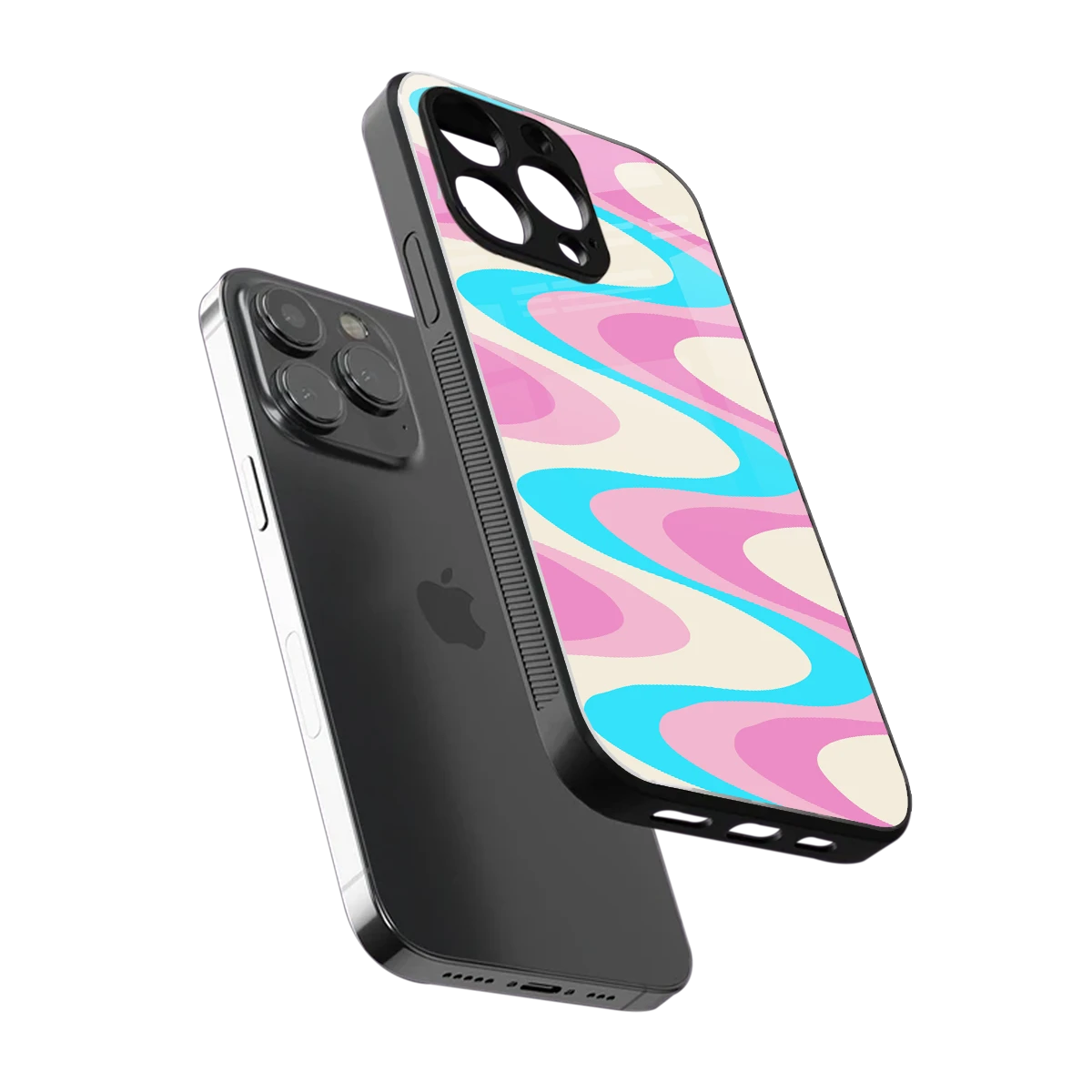 Psychedelic Zig sleek iphone 13 pro cover with tempered glass back and TPU edges