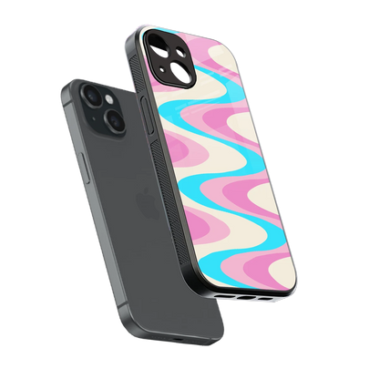 Psychedelic Zig sleek iphone 14 cover with tempered glass back and TPU edges
