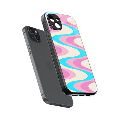 Psychedelic Zig sleek iphone 15 plus cover with tempered glass back and TPU edges