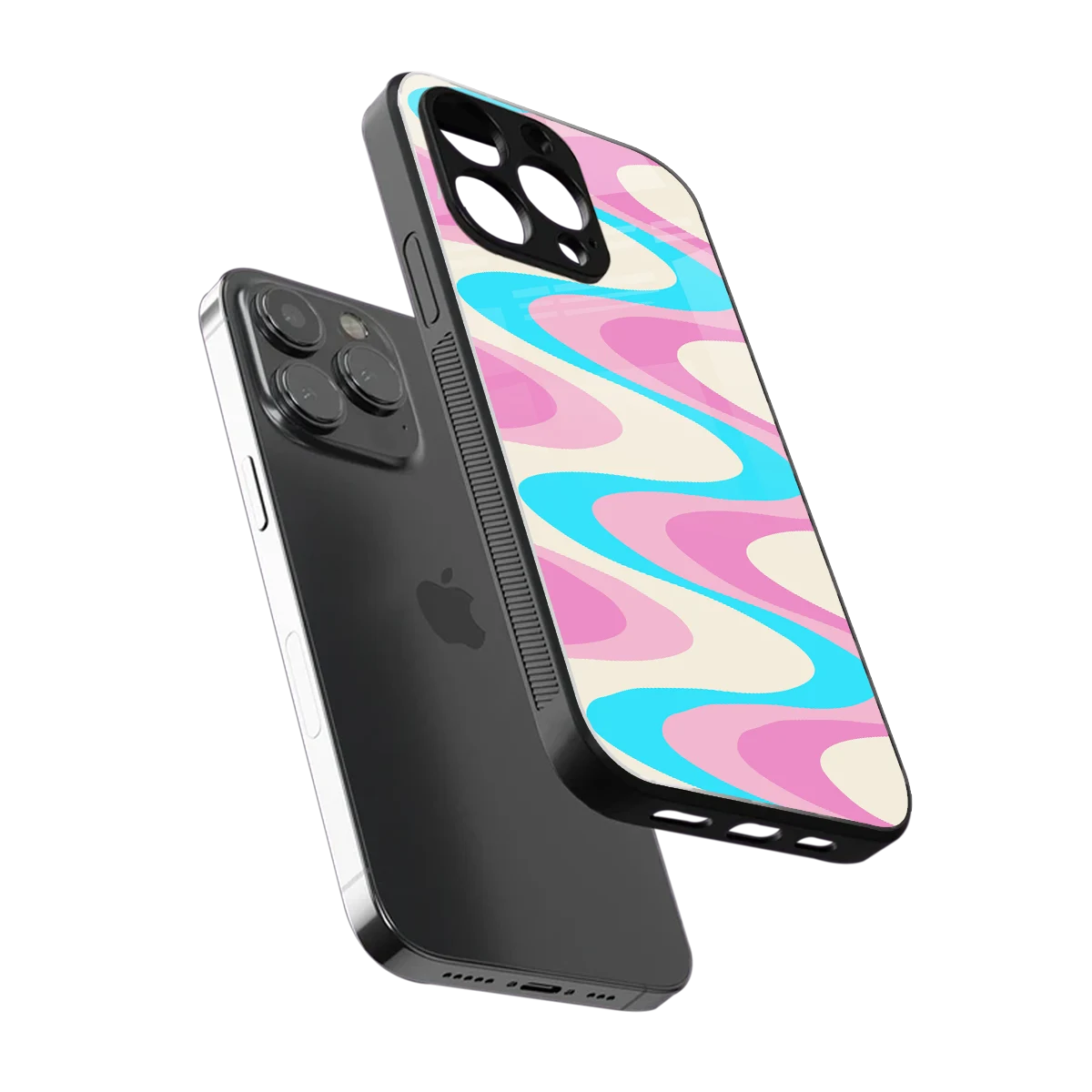 Psychedelic Zig sleek iphone 16 pro max cover with tempered glass back and TPU edges