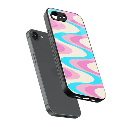 Psychedelic Zig sleek iphone 16e cover with tempered glass back and TPU edges