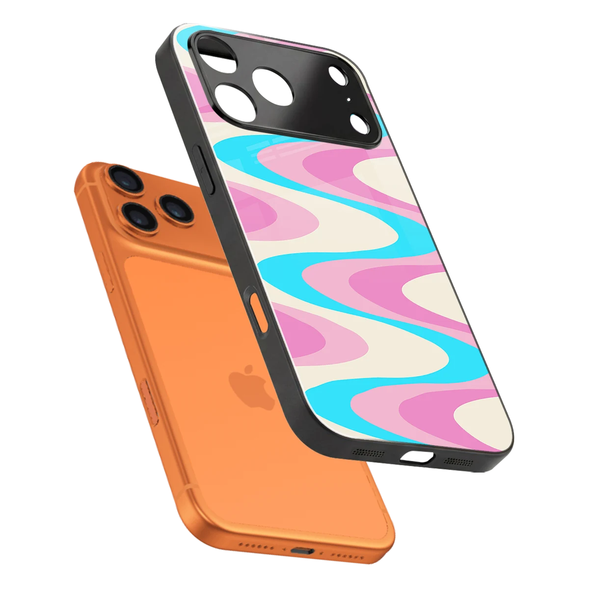 Psychedelic Zig sleek iphone 17 pro cover with tempered glass back and TPU edges