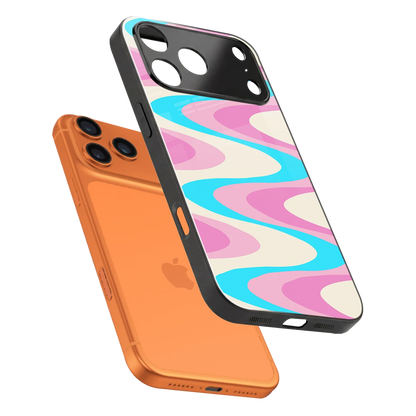 Psychedelic Zig sleek iphone 17 pro cover with tempered glass back and TPU edges