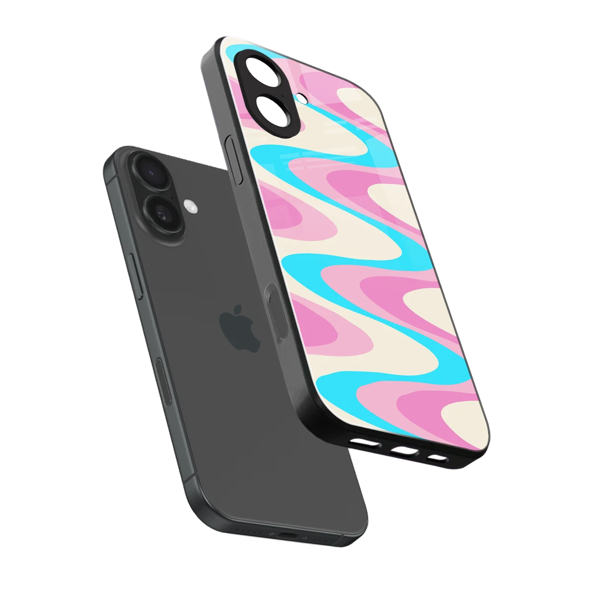 Psychedelic Zig sleek iphone 17 cover with tempered glass back and TPU edges