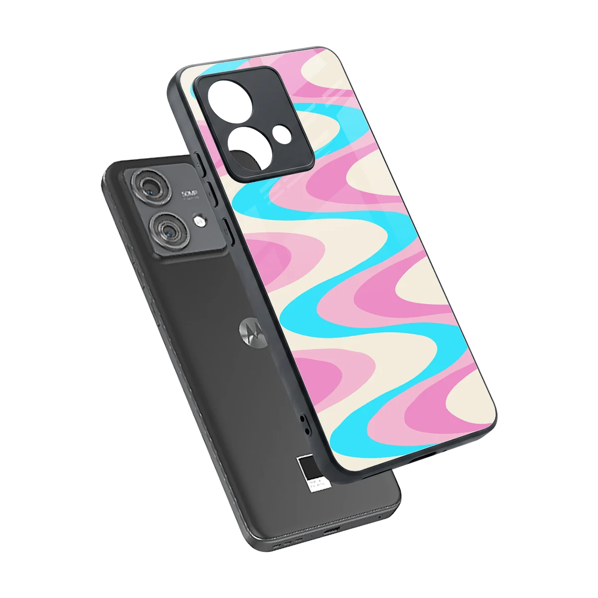 Psychedelic Zig sleek motorola edge 40 neo 5g cover with tempered glass back and TPU edges