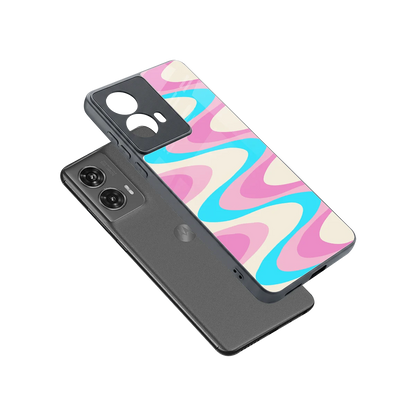 Psychedelic Zig sleek motorola edge 50 fusion cover with tempered glass back and TPU edges