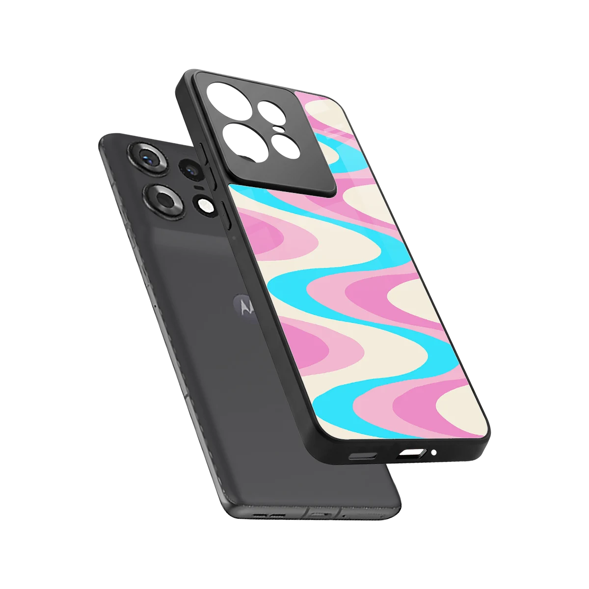 Psychedelic Zig sleek motorola edge 50 pro cover with tempered glass back and TPU edges