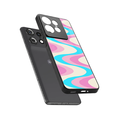 Psychedelic Zig sleek motorola edge 50 pro cover with tempered glass back and TPU edges