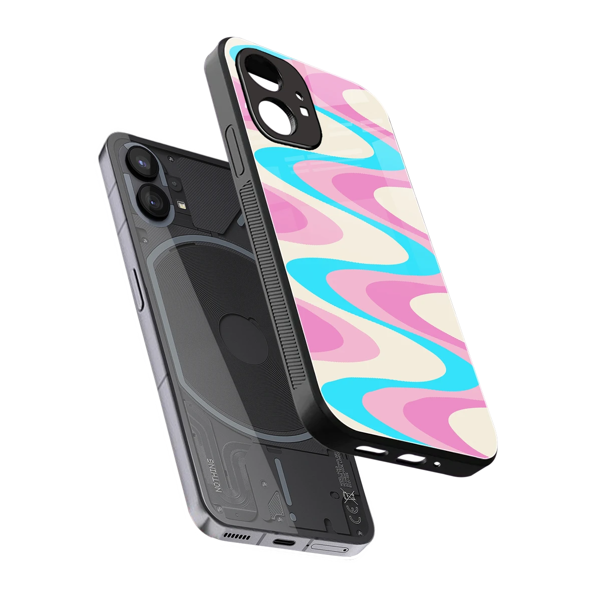 Psychedelic Zig sleek nothing phone 1 cover with tempered glass back and TPU edges