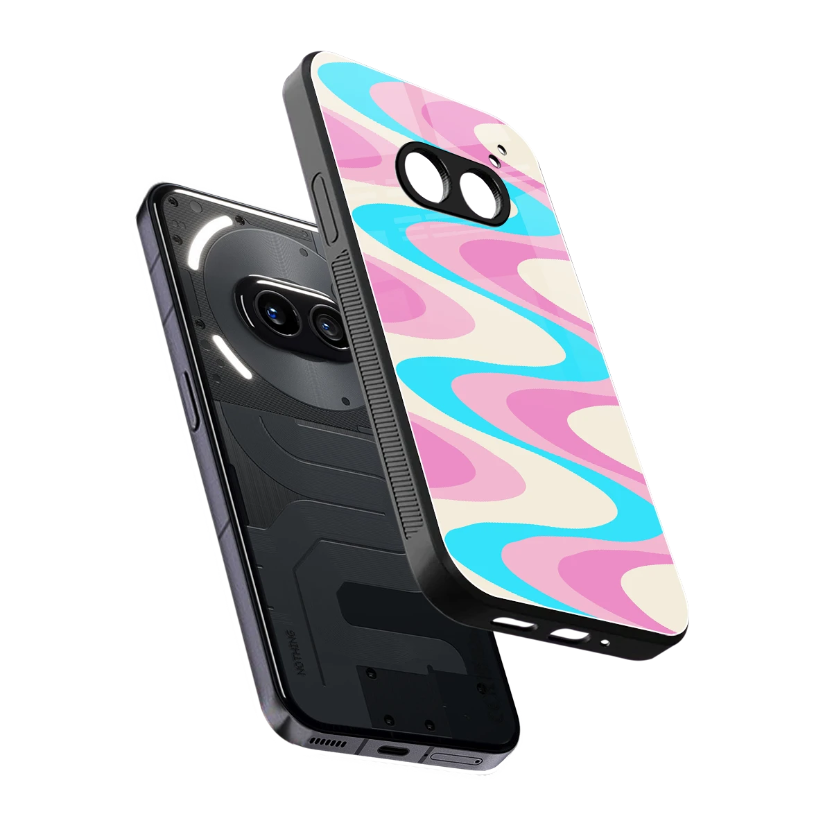 Psychedelic Zig sleek nothing phone 2a cover with tempered glass back and TPU edges
