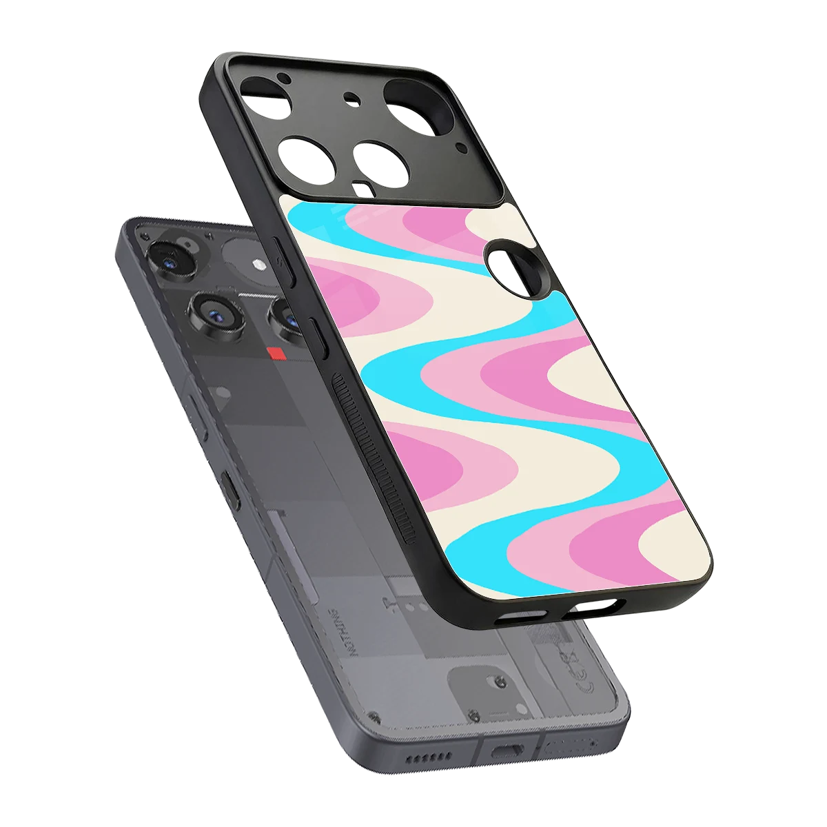 Psychedelic Zig sleek nothing phone 3 cover with tempered glass back and TPU edges